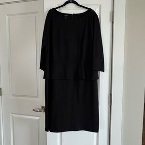 Talbots Black Midi Dress with Peplum Waist